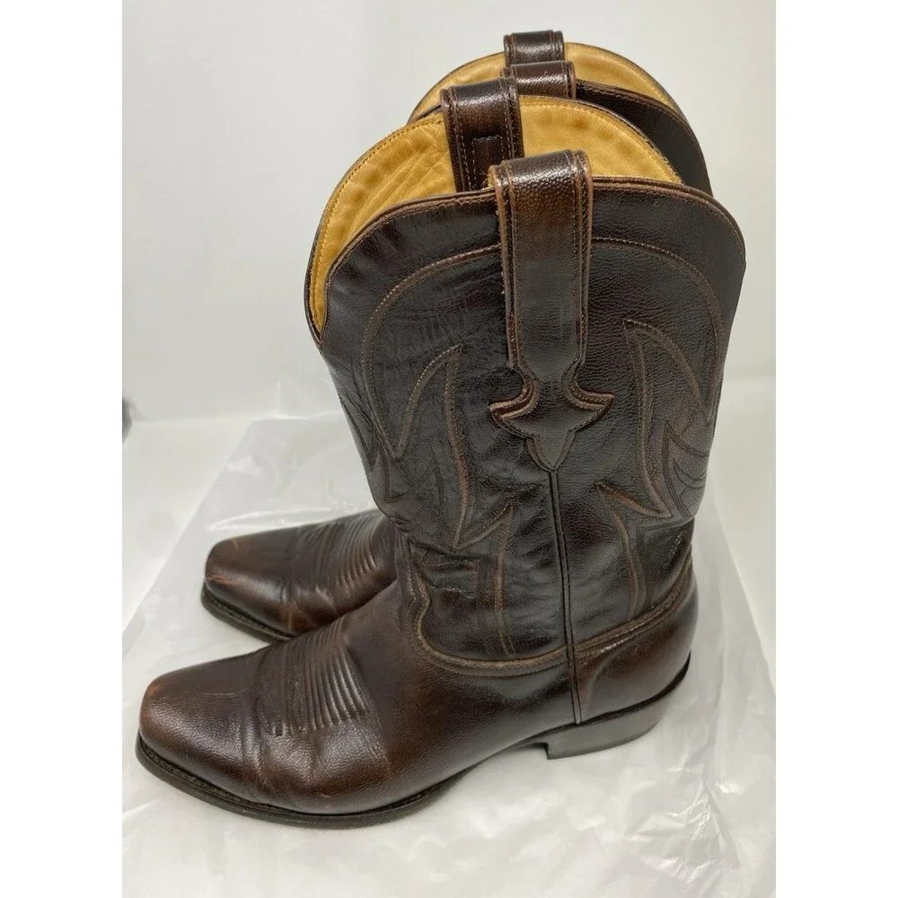 JRC & Sons Creed Goat Leather Western Cowboy Boots Men's 10.5D Brown 10.5 D